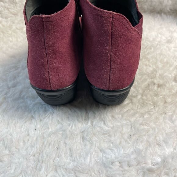 SKECHERS PARALLEL - DITTO LEATHER SUEDE BURGUNDY  WEDGE ANKLE BOOTS SZ10 - Picture 6 of 12